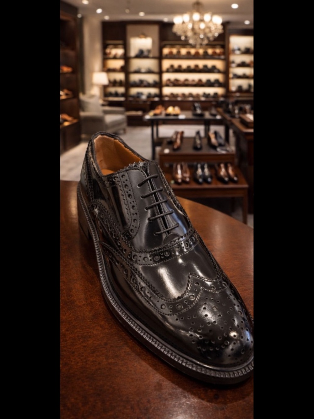 Classic Men's Black Leather Brogue Dress Shoe
